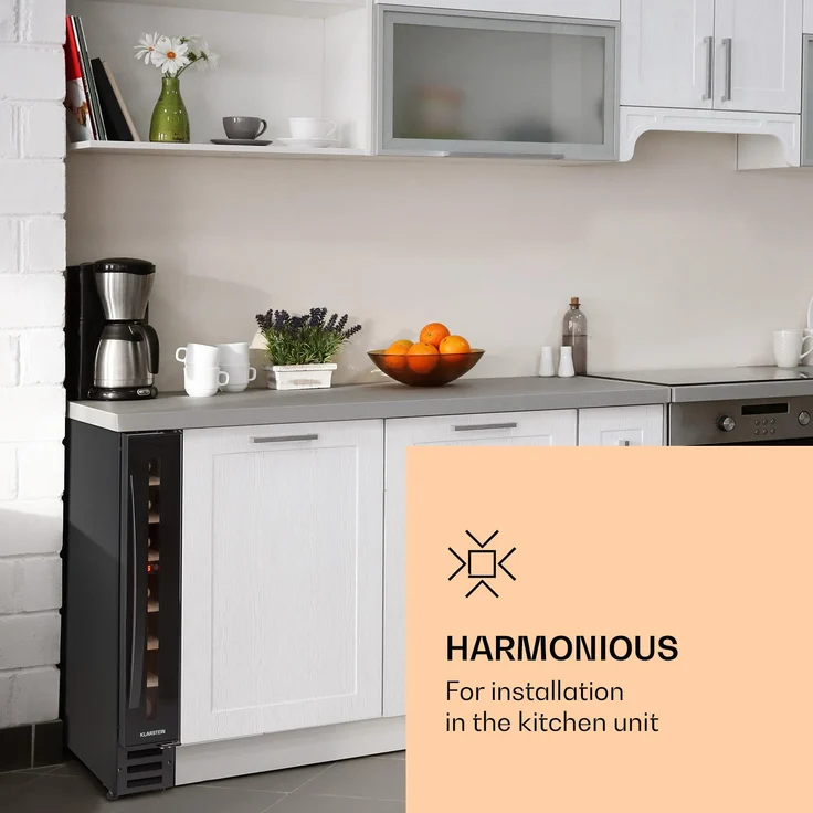Klarstein Vinovilla 7 Built-in Uno Onyx Weinkühlschrank, Einbau, edelstahl schwarz, 7 Flaschen, Energieklasse G – Bild 3