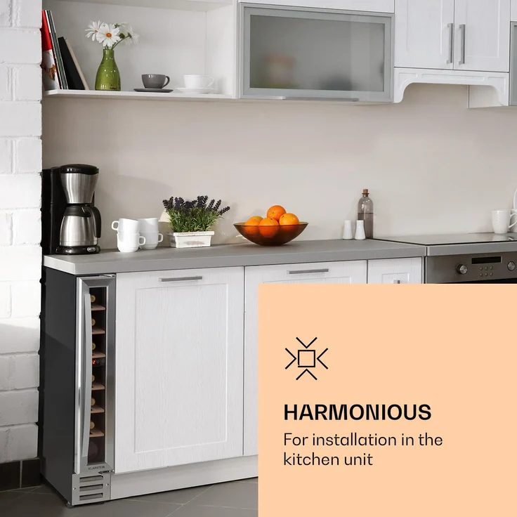 Klarstein Vinovilla 7 Built-in Uno Weinkühlschrank, Einbau, edelstahl silber, 7 Flaschen, Energieklasse G – Bild 3