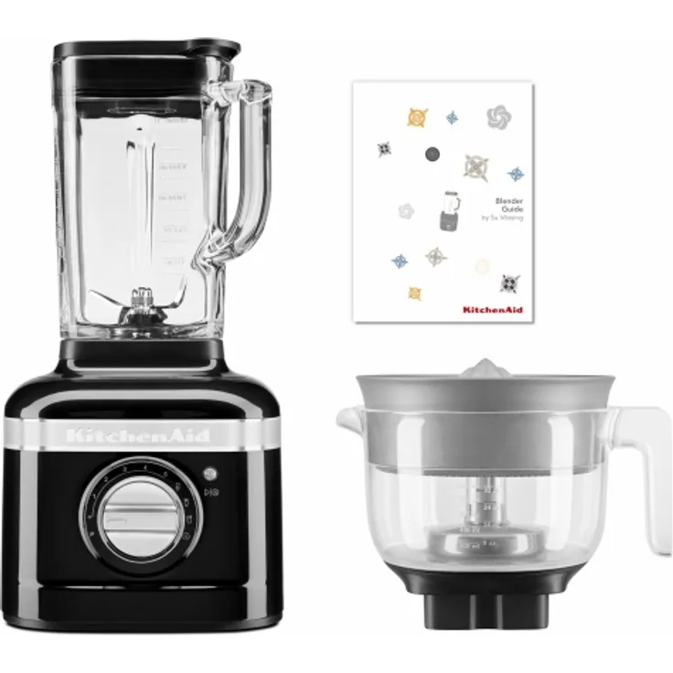 KitchenAid Paket 1, K400 Standmixer, 1200 Watt, 1,75 Liter, inkl. Zitruspressenaufsatz, Onyx Schwarz, Serie: K400