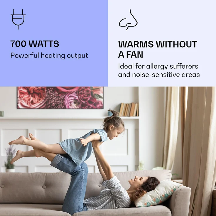 Wonderwall Air Art Smart Infrarotheizung Blume 120x60cm 700W Schwarz,  – Bild 5