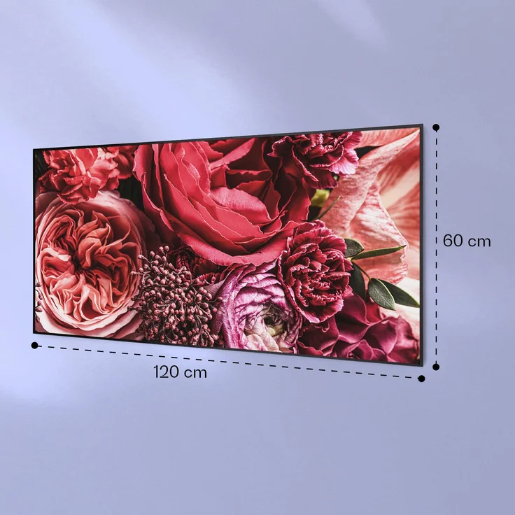 Wonderwall Air Art Smart Infrarotheizung Blume 120x60cm 700W Schwarz,  – Bild 7