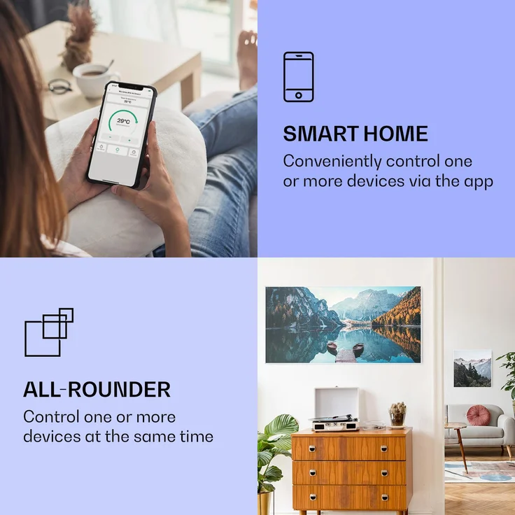 Wonderwall Air Art Smart Infrarotheizung See Horizontal 120x60cm 700W Weiß,  – Bild 2