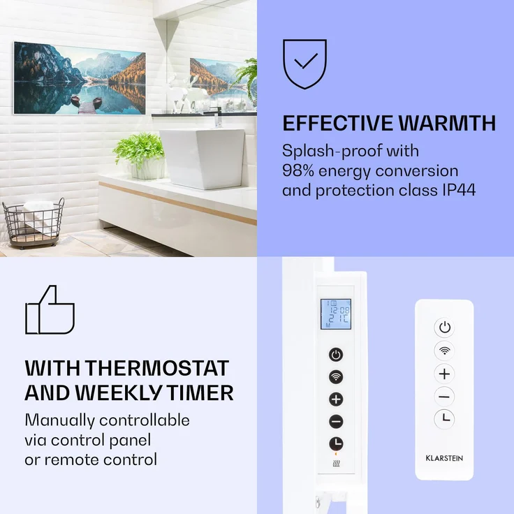 Wonderwall Air Art Smart Infrarotheizung See Horizontal 120x60cm 700W Weiß,  – Bild 4