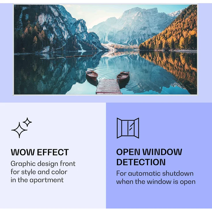 Wonderwall Air Art Smart Infrarotheizung See Horizontal 120x60cm 700W Weiß,  – Bild 6