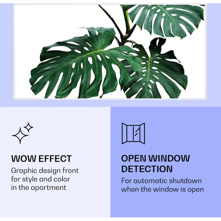 Wonderwall Air Art Smart Infrarotheizung Grünes Blatt 120x60cm 700W Weiß,  – Bild 6