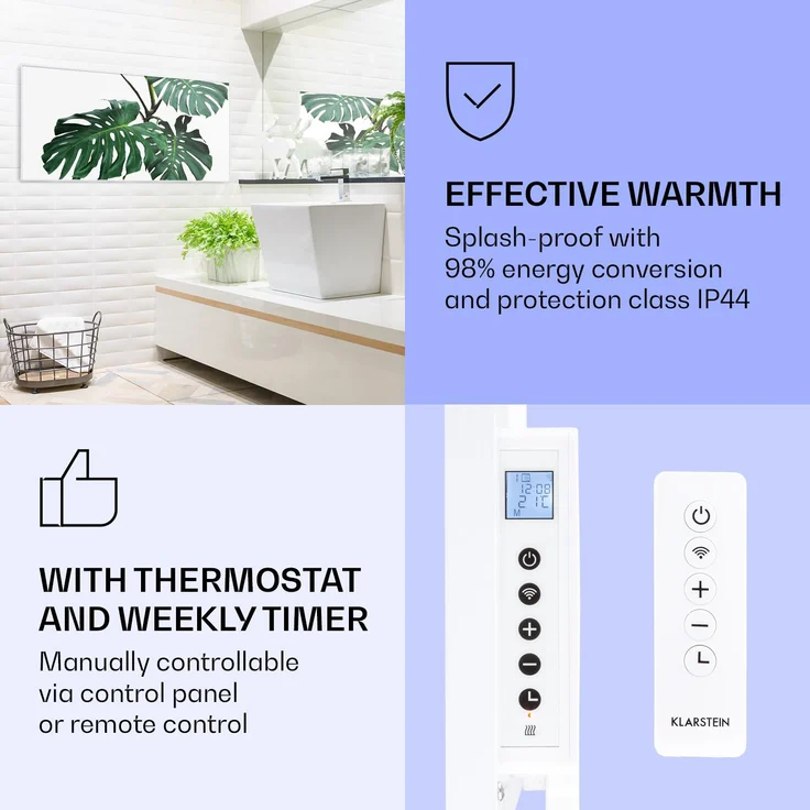 Wonderwall Air Art Smart Infrarotheizung Grünes Blatt 120x60cm 700W Weiß,  – Bild 4