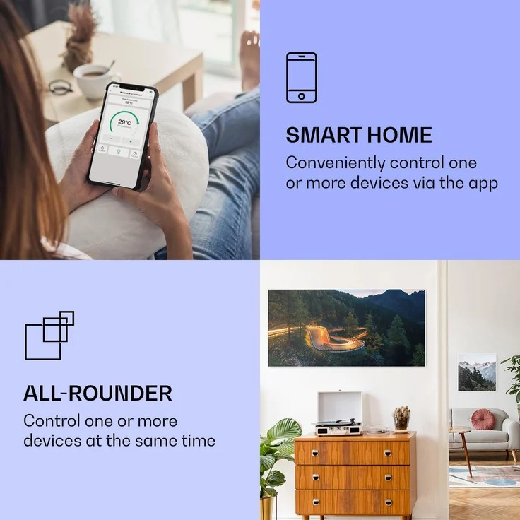 Wonderwall Air Art Smart Infrarotheizung Bergstraße 120x60cm 700W Weiß,  – Bild 2