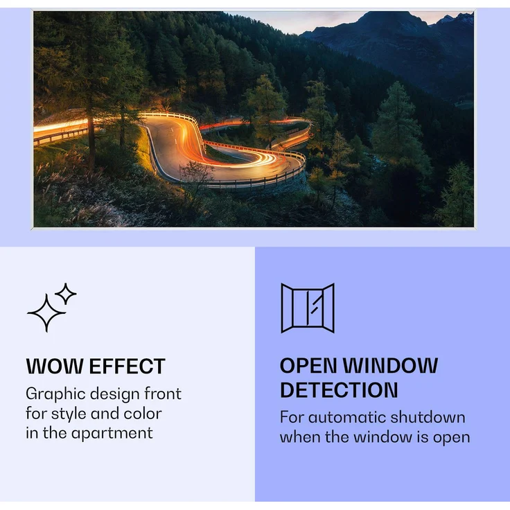 Wonderwall Air Art Smart Infrarotheizung Bergstraße 120x60cm 700W Weiß,  – Bild 6