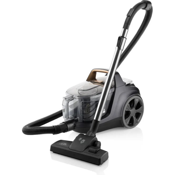Eta Grande Animal Bodenstaubsauger, beutellos, 850 Watt, mit Tierfell-Pflegeset, schwarz-gold