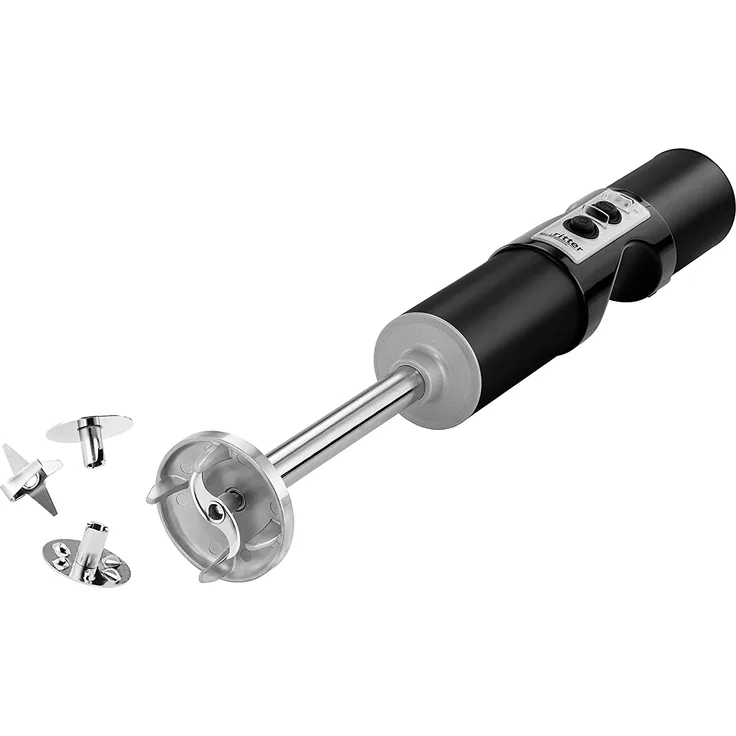 Ritter stilo7 Plus Akku-Stabmixer, 120 Watt, 3 Leistungsstufen, Abschaltautomatik, Edelstahl, Kunststoff, schwarz