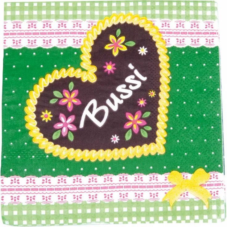 Städter Party- und Cocktail-Servietten Bussi, 20 Stück, Serviette, Partyserviette, Oktoberfest, 25 x 25 cm, 337183