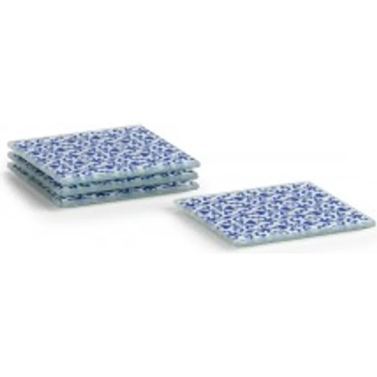 Zeller Glasuntersetzer-Set, 4-tlg. Marokko, Glas, blau-weiß, 10 x 10 cm