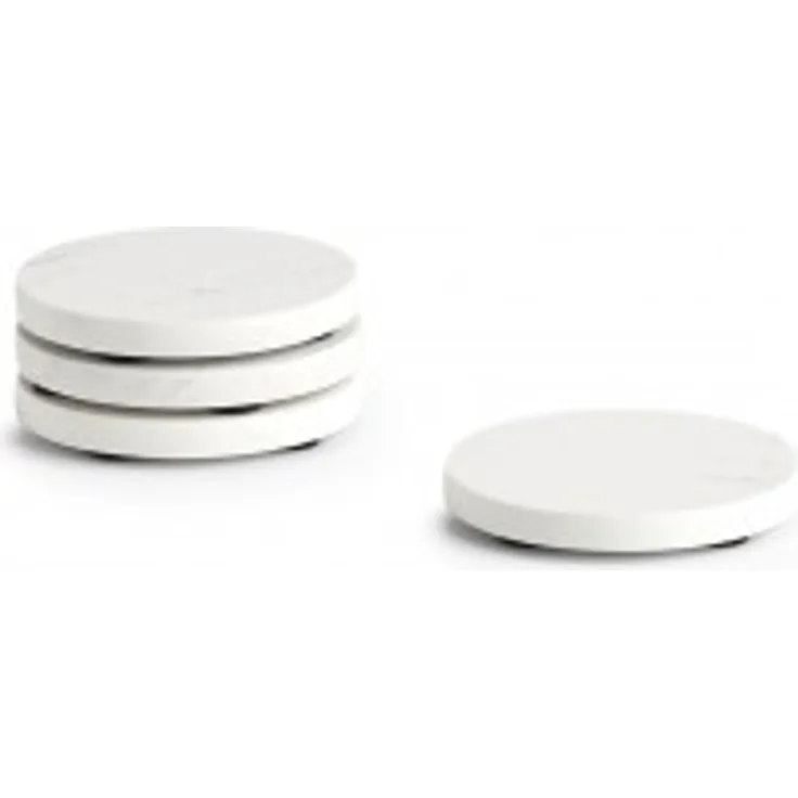 Zeller Glasuntersetzer-Set, 4-tlg., Marmor, weiß, Ø9,5 x 1 cm