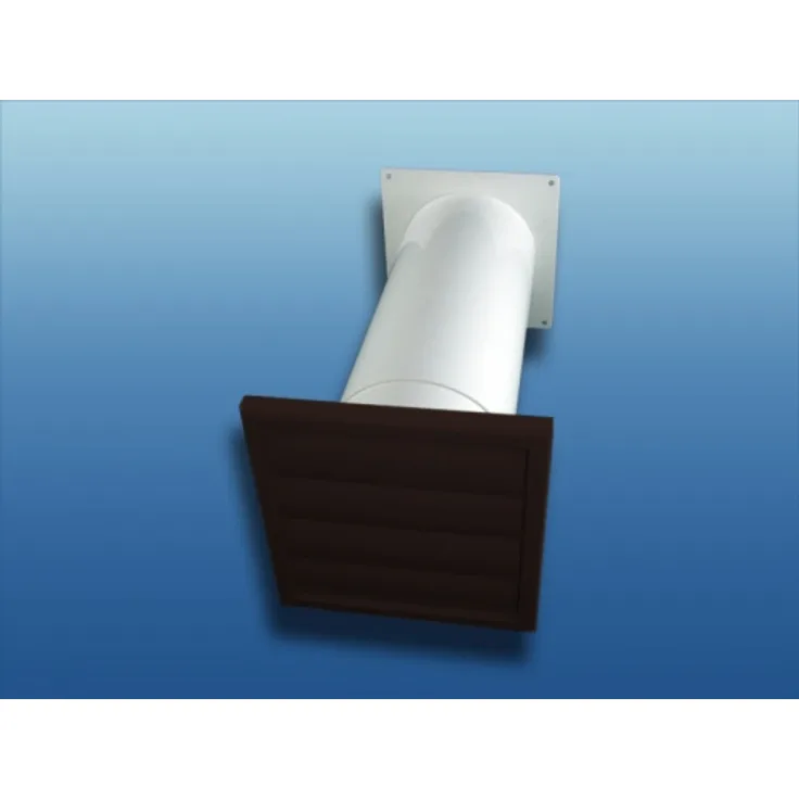 Abluft-Mauerkasten Gravity braun : Ø100 154x154mm mit Teleskoprohr