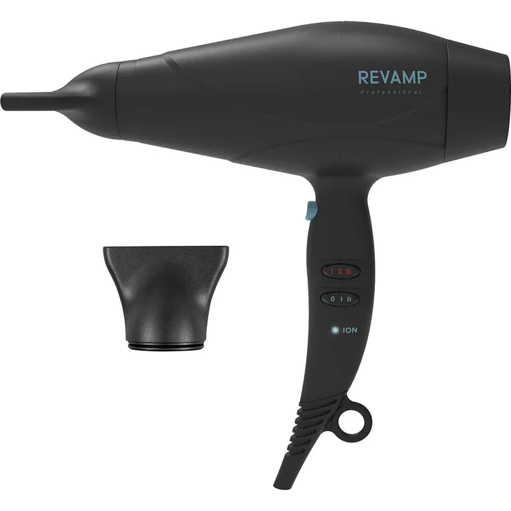 Revamp DR-5000-EU Progloss 5000 Haartrockner, 2400W leichter Föhn mit Diffusor und Düse, Ionen-Technologie für glattes Haar und mit Progloss Ölen Keratin, Kokosnuss & Argan angereichert, matt schwarz