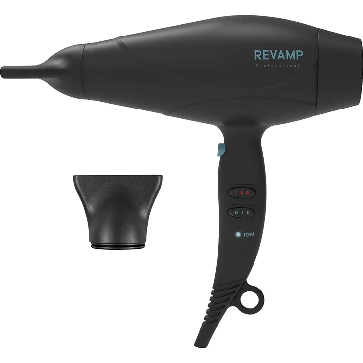 Revamp DR-5000-EU Progloss 5000 Haartrockner, 2400W leichter Föhn mit Diffusor und Düse, Ionen-Technologie für glattes Haar und mit Progloss Ölen Keratin, Kokosnuss & Argan angereichert, matt schwarz – Bild 1