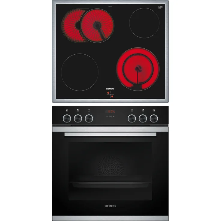Siemens Set EA64RGNA1E aus Einbauherd HE213ABS0 + Glaskeramikkochfeld EA64RGNA1E, A, elektrisch, Volumen 71 l, Breite 59,4 cm, schwarz, edelstahl
