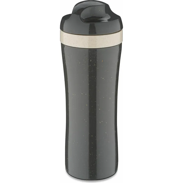 Koziol Trinkflasche Oase, Wasserflasche, Kunststoff-Holz-Mix, Nature Ash Grey, 425 ml, 7708701