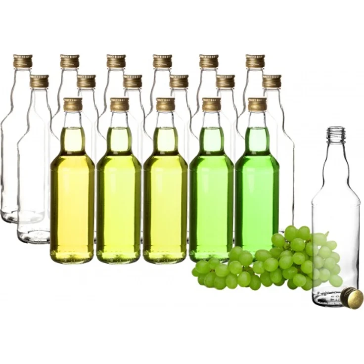 18x Glasflaschen 500ml mit Schraubverschluss in Gold - Flasche zum Befüllen – Bild 1