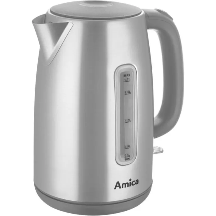 Amica KM 201 Wasserkocher, 1,7 Liter, Edelstahl, Wasserstandanzeige, Kontrollleuchte, inox