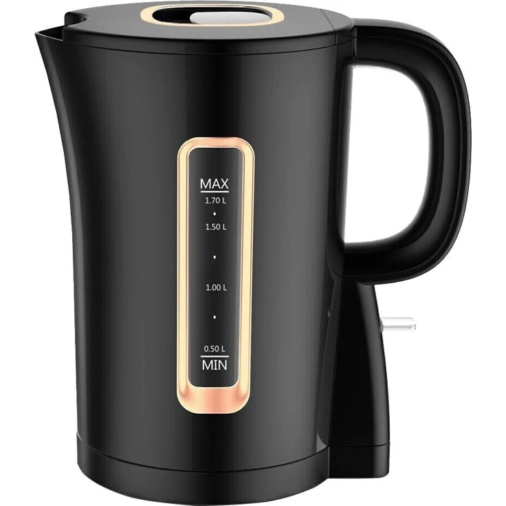 Emerio WK-125130 Wasserkocher, 1,7L, 2200W, automatische Abschaltung, Trockengehschutz, Überhitzungsschutz, Anti-Rutsch-Füße, Schwarz-Gold – Bild 1