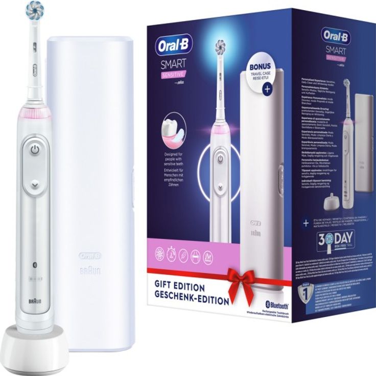 Oral-B Smart Sensitive elektrische Zahnbürste + Reiseetui - White – Bild 1