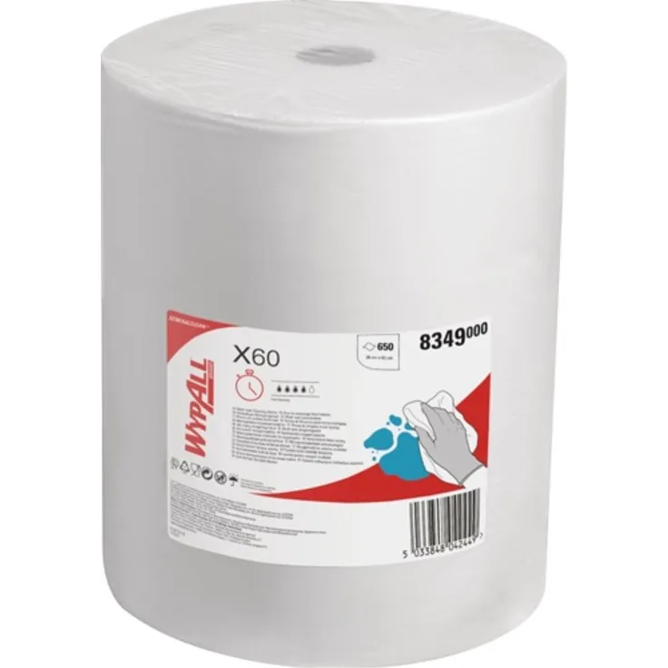 KIMBERLY-CLARK Wischtuch Wypall X60-8349 L380xB420ca.mm weiß 1-lagig 650 Tü.-Rl.WYPALL