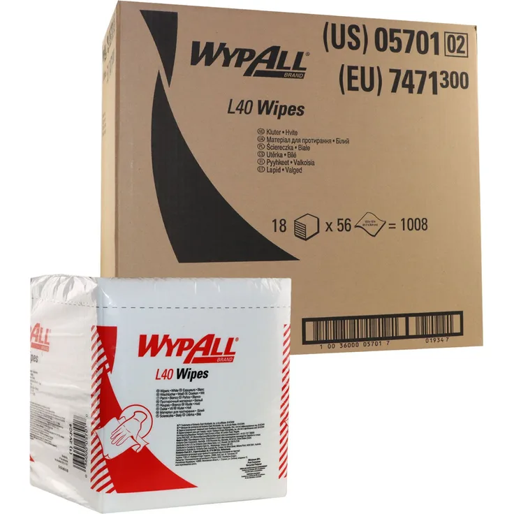 WypAll Kimberly Clark Wypall L40 Wischtücher 7471 weiß 18 Packungen 31,7 cm x 30,4 cm NEU