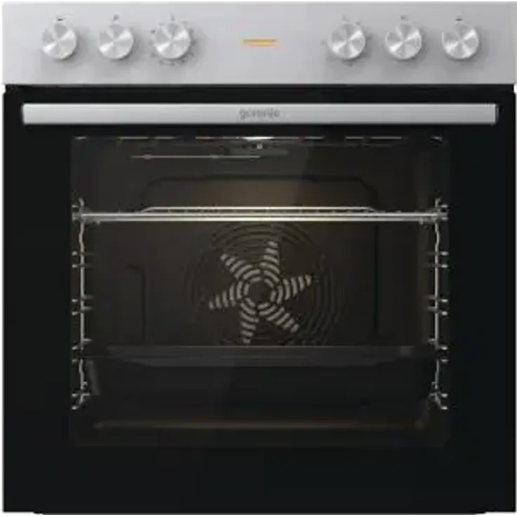 Gorenje BC6715E02XK Einbauherd, 60cm breit, 77 L, Pizza Funktion, Umluft, Großflächengrill, Schnellaufheizung, Edelstahl-Schwarz