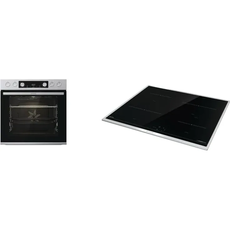 Gorenje BCSI6737E06X+ID64BX Einbau Herset mit Induktionskochfeld (BCSI6737E06X+ID64BX), 60cm breit, Heißluft mit Dampf, Pizza Funktion, Edelstahl-Schwarz