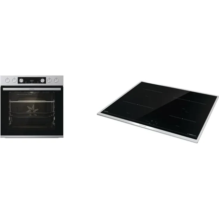 Gorenje BCSI6737E06X+ID64BX Einbau Herset mit Induktionskochfeld (BCSI6737E06X+ID64BX), 60cm breit, Heißluft mit Dampf, Pizza Funktion, Edelstahl-Schwarz – Bild 1