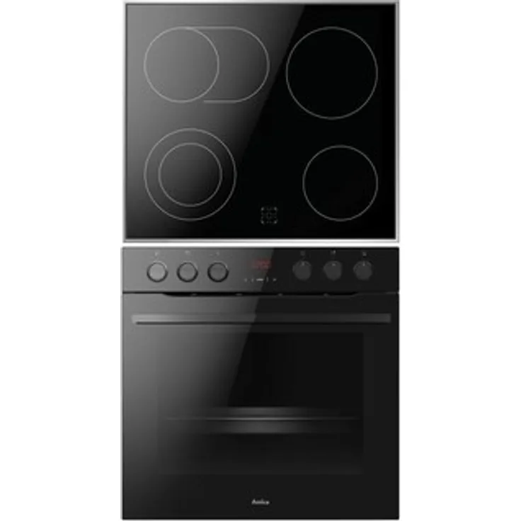 Amica EHCX 933 130 S (Herd-Set, Schwarz, Glaskeramik-Kochfeld-Edelstahlrahmen)