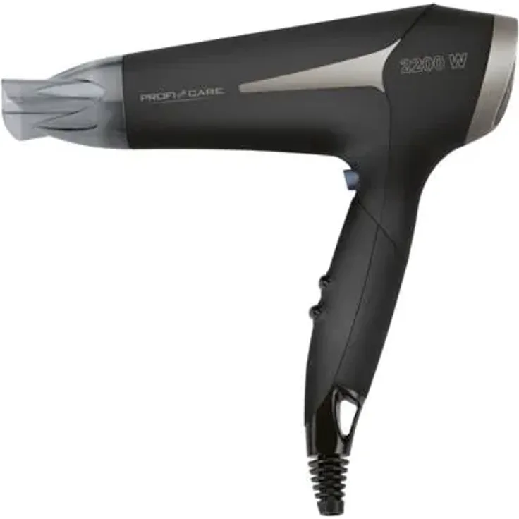 ProfiCare PC-HT 3046 Profi-Haartrockner, 2200W, 3 Temperatur-Leistungsstufen, Ionisierungsfunktion, Klappgriff, schwarz-titan