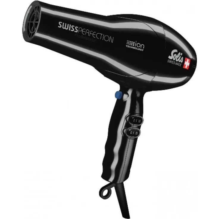 Solis Swiss Perfection 440 Haartrockner, 2300W, Kaltstufe, AC-Motor, Ionen-Technologie, Überhitzungsschutz, Keramik-Technologie, Turmalin-Technologie, schwarz