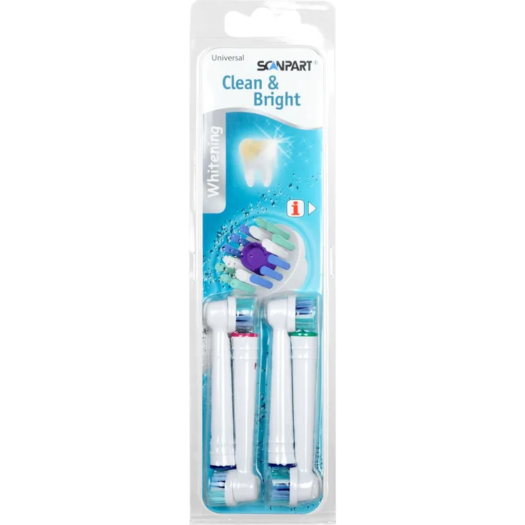 Scanpart Clean & Bright Aufsteckbürsten, 4 Stück, Whitening Nr. 33.040.000.11 passend für Oral-B