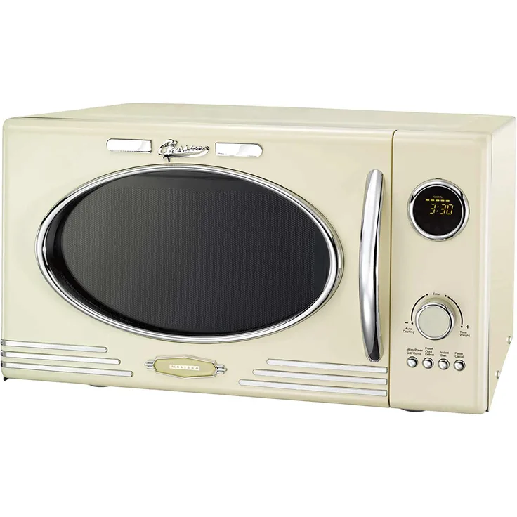 Melissa Classico 16330128 Mikrowelle mit Grill, Standgerät, 800W, 23 Liter Garraum, 12 automatische Garprogramme, LED-Display, mit Uhr, inkl. Grillrost, cremefarben