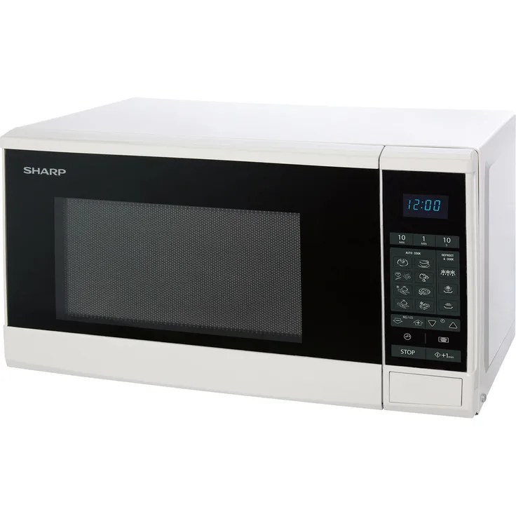 Sharp R270W Mikrowelle, Standgerät, 800W, Garraum 20 Liter, 10 Leistungsstufen, 8 Automatikprogramme, Touch, LED-Display, Auftauen, weiß