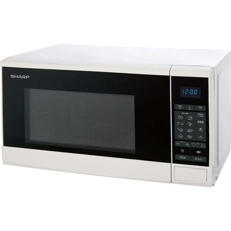 Sharp R270W Mikrowelle, Standgerät, 800W, Garraum 20 Liter, 10 Leistungsstufen, 8 Automatikprogramme, Touch, LED-Display, Auftauen, weiß – Bild 1