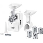 Bosch FW3X14W Fleischwolf, elektrisch, 500 Watt, 2 Leistungsstufen, Lochscheiben, Kunststoff, Metall, weiß