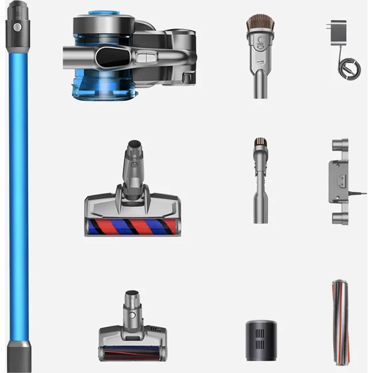 Jimmy JV85 Handstaubsauger, 60 min Akkubetrieb, HEPA-Filter, blau-silber – Bild 2