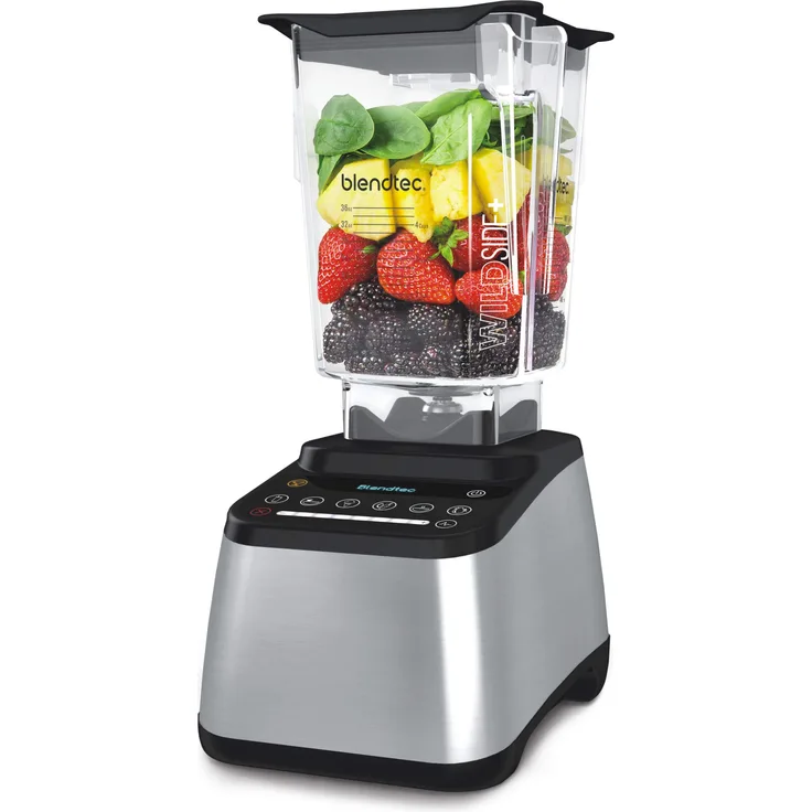 Blendtec Designer 725 Standmixer, 1800 Watt, 1 Liter, stufenlos regelbar, Timer, Turbotaste, silber metallic