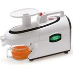 Green Star Elite GS 5000 Entsafter Saftpresse, 200 Watt, Sieb-Filter, Presswalze, Pressschnecke, direkter Saftauslauf, Tropfstopp, getrennte Saft- und Tresterausgabe, Kunststoff, weiß