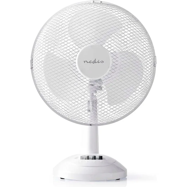 Nedis Tischventilator | Netzstromversorgung | Durchmesser: 300 mm | 35 W | Oszillation | 3-Geschwindigkeitsstufen | Weiss