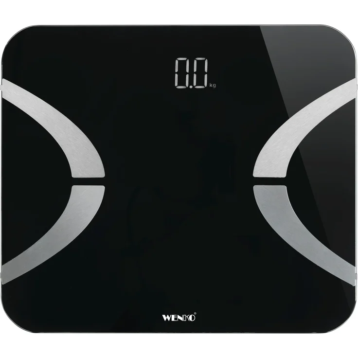 WENKO Personenwaage Smart Body 24462100, LED, 30 x 26 cm, schwarz – Bild 1