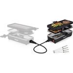 Tristar RASG2741 Raclette-Gerät, 400 Watt, für 2 Personen, Grillplatte mit Parkdeck & Gabeln, erweiterbar bis 6-8-10 Personen, schwarz