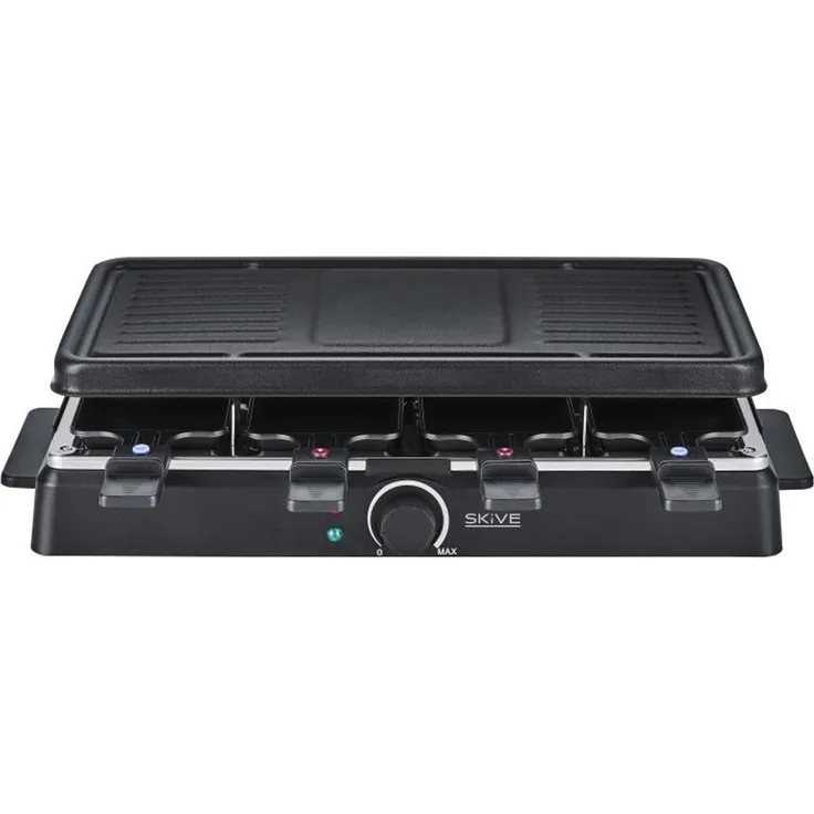 Melissa Raclette Grill, für 8 Personen, inkl 8 Pfännchen, 46 x 23 cm, Kontrollleuchte, schwarz