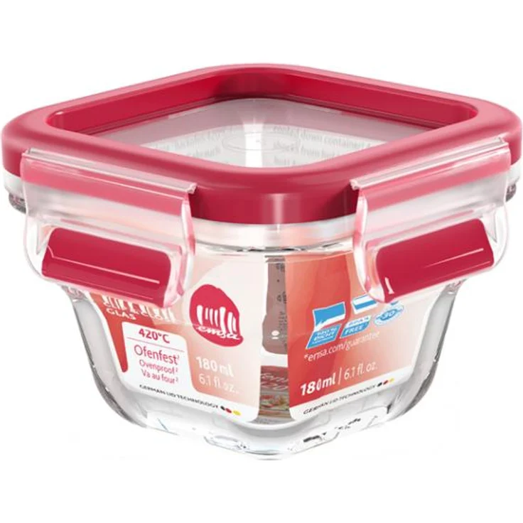 emsa Frischhaltedose CLIP & CLOSE Glas, 0,80 Liter, eckig – Bild 1