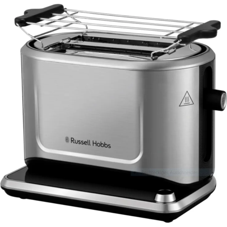 Russell Hobbs 26210-56 Attentiv 2-Schlitz-Toaster, 1640 Watt, Auftaufunktion, Aufwärmfunktion, automatische Brotzentrierung, inkl. Brötchenaufsatz, silber