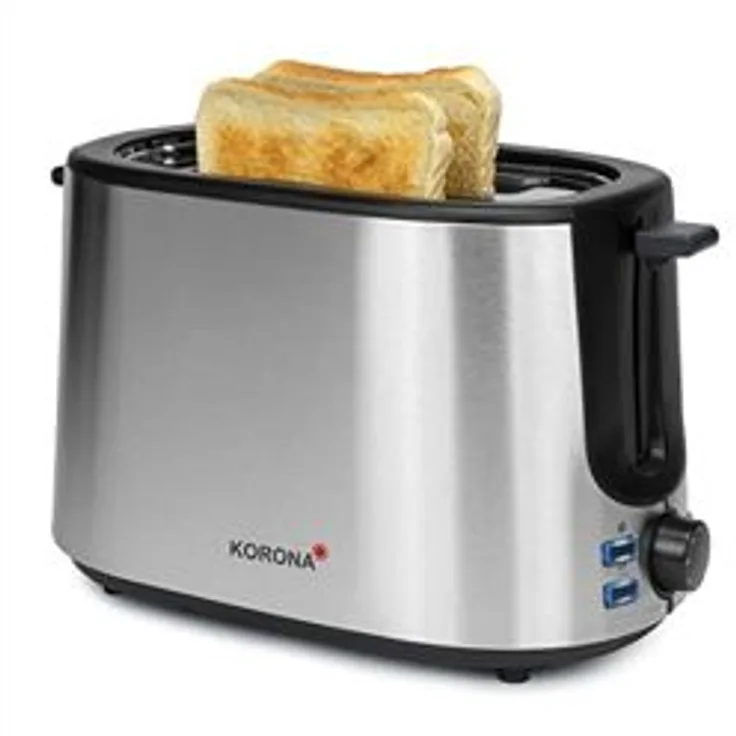 Korona 21255 2-Schlitz-Toaster, integrierter Brötchenaufsatz, 1000 Watt, Krümelschublade, stufenlose Bräunungseinstellung, edelstahl, schwarz