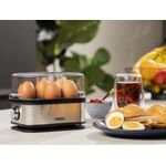 Princess 262046  Eierkocher, 400 Watt, für 6 Eier, Messbecher mit Eierpiekser - Kunststoffdeckel, silber, schwarz